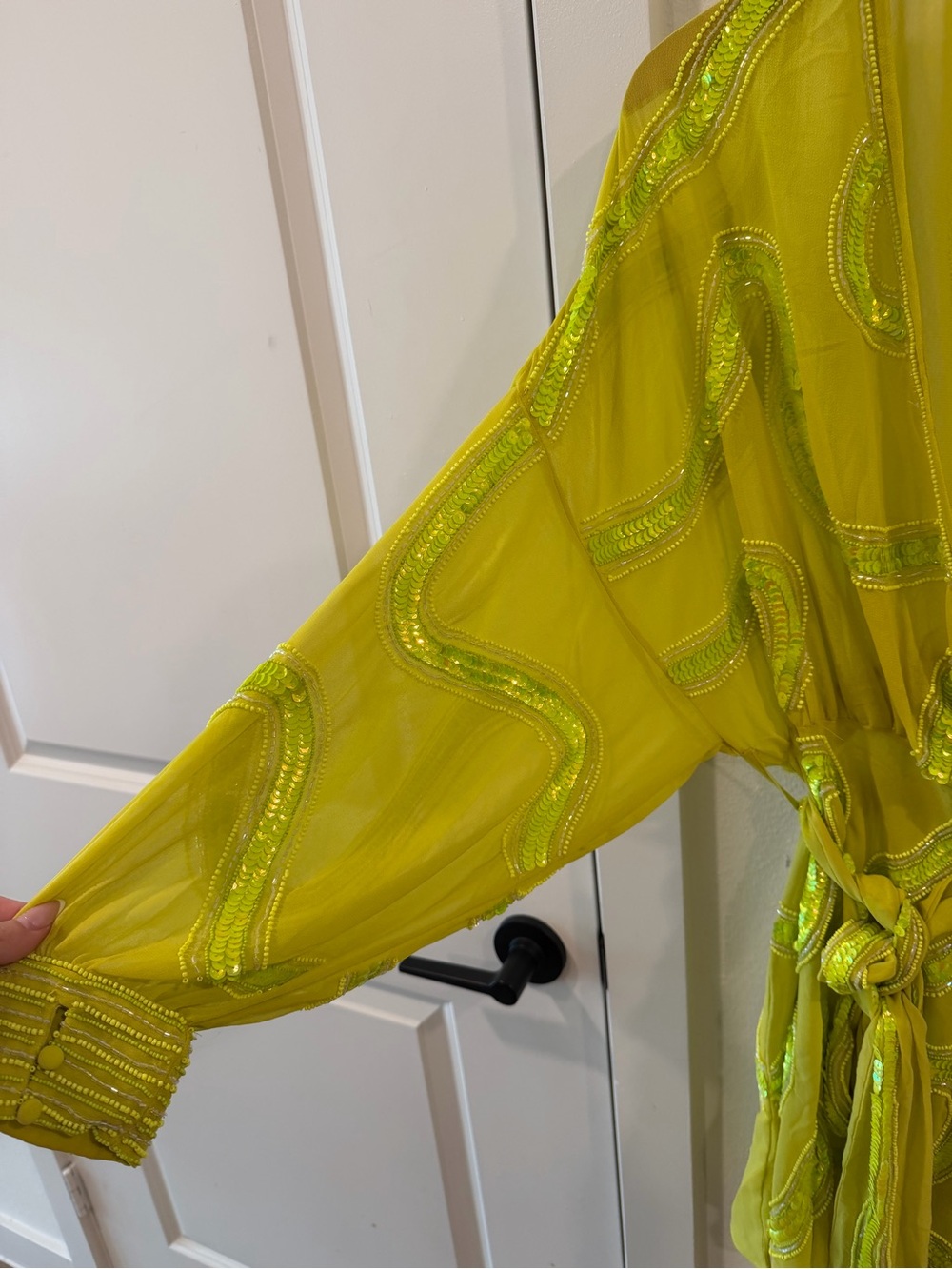 ASOS Neon Lime Beaded Wrap Dress - Picture 4 of 4